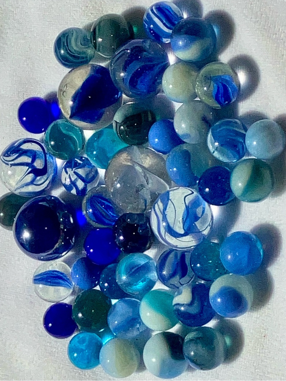 Vintage 44 pc collection of Blue marbles